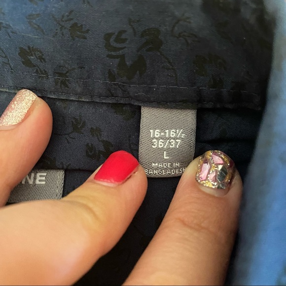 GEOFFREY BEENE blue floral button down L - Picture 7 of 7